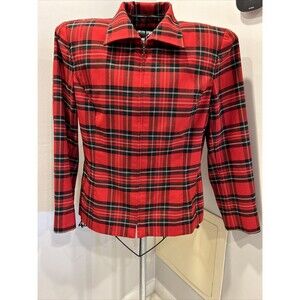 Finity Studio Red Plaid Jacket Blazer Zip Up Size 14